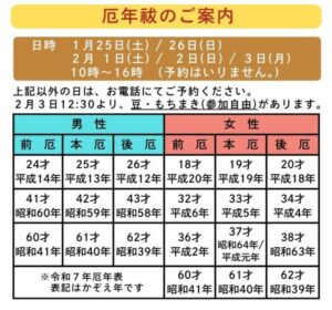 令和7年厄年祓のご案内